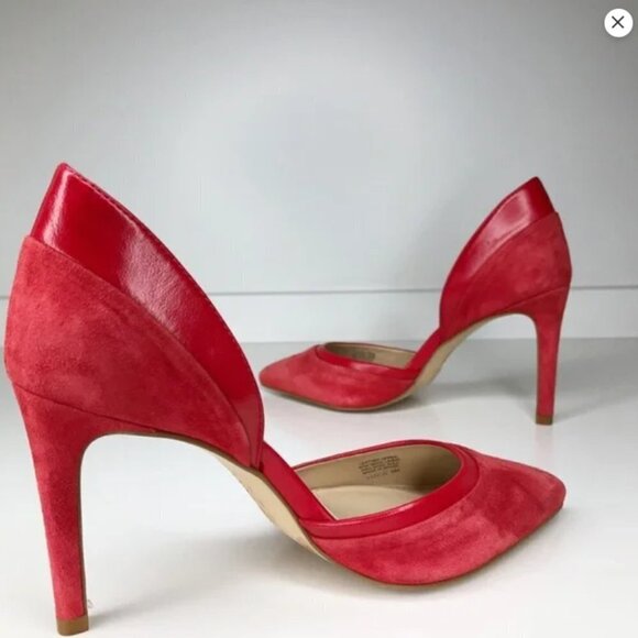 Gianni Bini Lenon Red Genuine Leather Suede Pointed Toe High Heels Size 6 - Picture 6 of 12